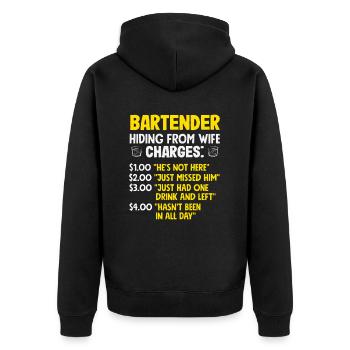 Le barman se cache de la femme - Veste à capuche bio Premium Unisexe - noir - Dos - Nico (187cm)