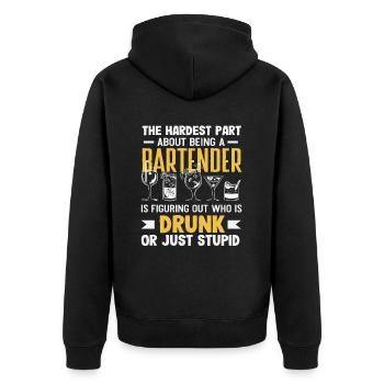 Barkeeper Herausforderung Wer Ist Betrunken Oder - Unisex Premium Bio Zip Hoodie - Schwarz - Hinten - Nico (187cm)
