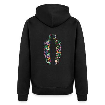 Bunte Blumen Bartender Inspiration - Unisex Premium Bio Zip Hoodie - Schwarz - Hinten - Nico (187cm)