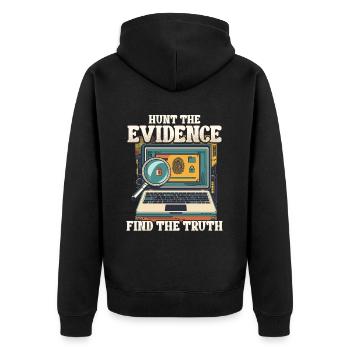 Digital Forensics Hunt The Evidence - Unisex Premium Organic Zip Hoodie - black - Back - Nico (187cm)