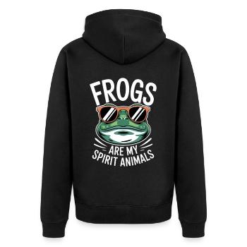 Frosch Spruch Kröte Lustiges Frösche Geschenk - Unisex Premium Bio Zip Hoodie - Schwarz - Hinten - Nico (187cm)