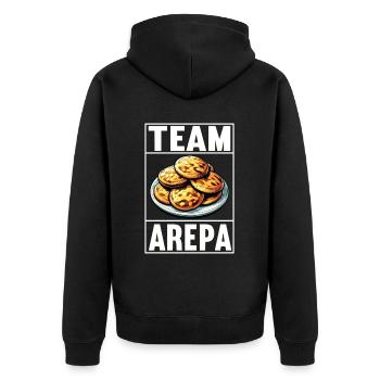 Venezolanische Arepas - Unisex Premium Bio Zip Hoodie - Schwarz - Hinten - Nico (187cm)