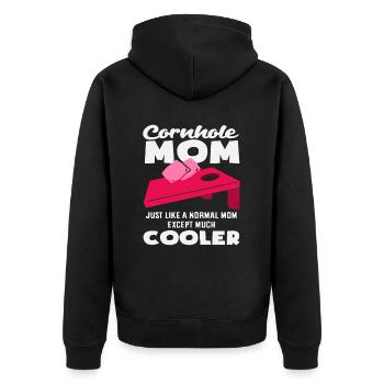 Cornhole Lover Mom Just Cooler - Unisex Premium Organic Zip Hoodie - black - Back - Nico (187cm)