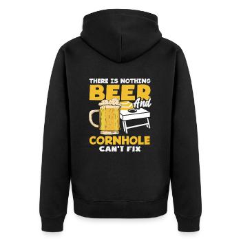 Cornhole Liebhaber Bier Und Cornhole Spaß - Unisex Premium Bio Zip Hoodie - Schwarz - Hinten - Nico (187cm)