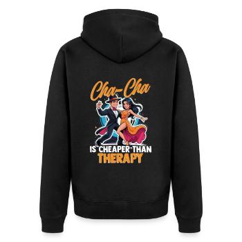 ChaCha Dance Dancing - Unisex Premium Organic Zip Hoodie - black - Back - Nico (187cm)