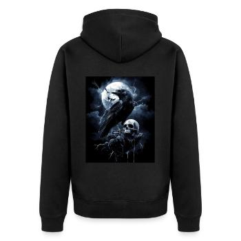 Corbeau Crâne Lune Gothique Noir Corbeau - Veste à capuche bio Premium Unisexe - noir - Dos - Nico (187cm)