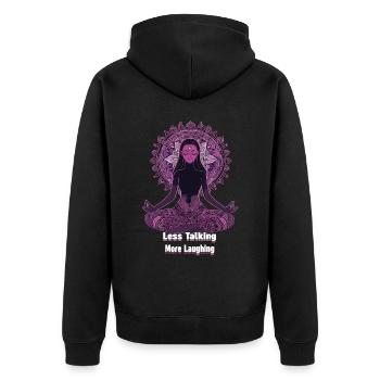 Meditation Funny Laughter Yoga - Unisex Premium Organic Zip Hoodie - black - Back - Nico (187cm)
