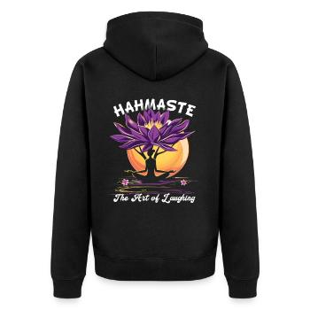 Meditation Funny Laughter Yoga - Unisex Premium Organic Zip Hoodie - black - Back - Nico (187cm)