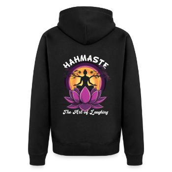 Meditation Funny Laughter Yoga - Unisex Premium Organic Zip Hoodie - black - Back - Nico (187cm)