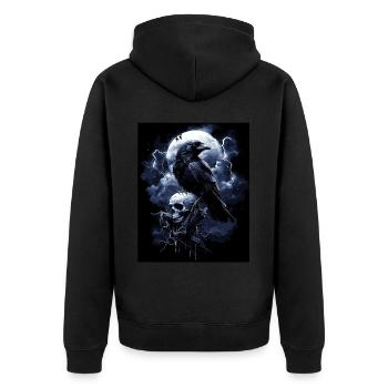 Corbeau Crâne Lune Gothique Noir Corbeau - Veste à capuche bio Premium Unisexe - noir - Dos - Nico (187cm)