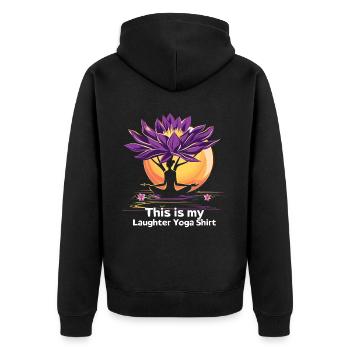 Meditation Funny Laughter Yoga - Unisex Premium Organic Zip Hoodie - black - Back - Nico (187cm)
