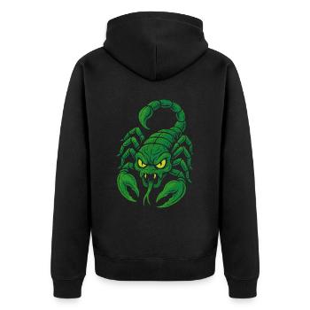 Poison green scorpion in comic style - Unisex Premium Organic Zip Hoodie - black - Back - Nico (187cm)