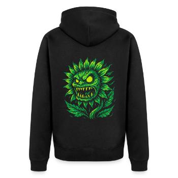 Demonic sunflower in neon style - Unisex Premium Organic Zip Hoodie - black - Back - Nico (187cm)