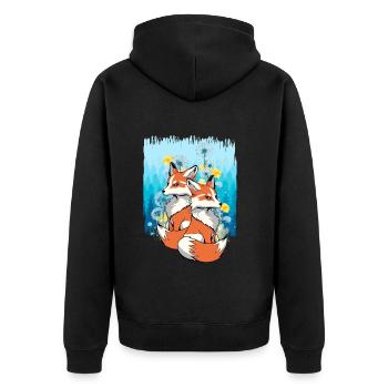 Fox, Foxes, Nature, Animal Welfare, Animal Lovers, Children - Unisex Premium Organic Zip Hoodie - black - Back - Nico (187cm)
