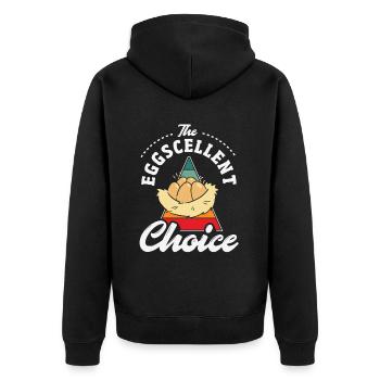 Unterstützen Sie lokale Eierhändler - Unisex Premium Bio Zip Hoodie - Schwarz - Hinten - Nico (187cm)