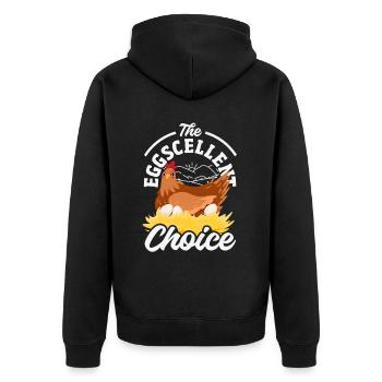 Unterstützen Sie lokale Eierhändler - Unisex Premium Bio Zip Hoodie - Schwarz - Hinten - Nico (187cm)