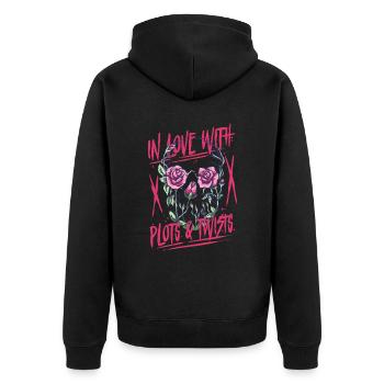 Dark Romance In Love With Plots & Twists - Unisex Premium Bio Zip Hoodie - Schwarz - Hinten - Nico (187cm)