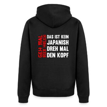 Biertrinker Geh mal Bier holen Bierliebhaber - Unisex Premium Bio Zip Hoodie - Schwarz - Hinten - Nico (187cm)