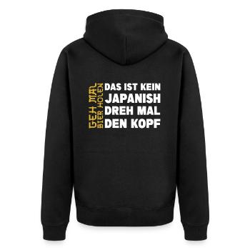 Biertrinker Geh mal Bier holen Bierliebhaber - Unisex Premium Bio Zip Hoodie - Schwarz - Hinten - Nico (187cm)