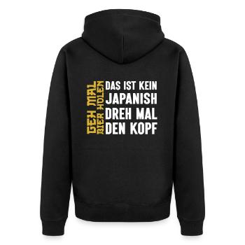 Biertrinker Geh mal Bier holen Bierliebhaber - Unisex Premium Bio Zip Hoodie - Schwarz - Hinten - Nico (187cm)