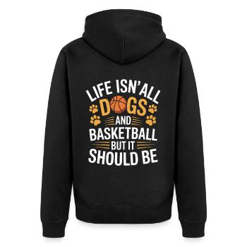 Basketball Spruch Hunde Lustig Basketball Geschenk - Unisex Premium Bio Zip Hoodie - Schwarz - Hinten - Nico (187cm)