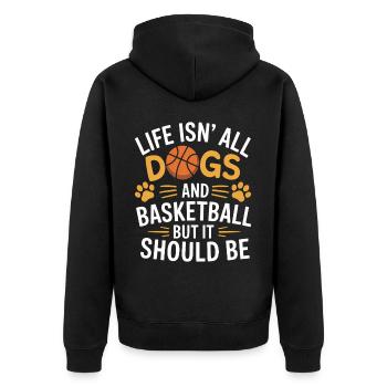 Basketball Spruch Hunde Lustig Basketball Geschenk - Unisex Premium Bio Zip Hoodie - Schwarz - Hinten - Nico (187cm)