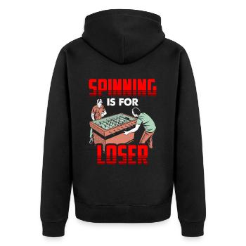 Tischfußballer Und Tischfußballer - Unisex Premium Bio Zip Hoodie - Schwarz - Hinten - Nico (187cm)