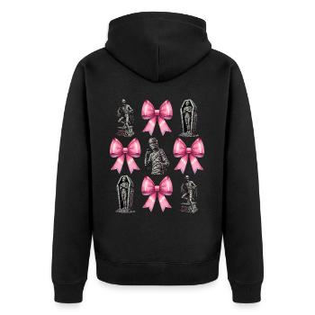 Coquettish Bow Mummy Spooky Halloween Mom - Unisex Premium Organic Zip Hoodie - black - Back - Nico (187cm)