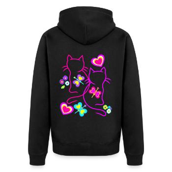 Chats, Chaton, Chat, Enfants, Filles, Bébé - Veste à capuche bio Premium Unisexe - noir - Dos - Nico (187cm)