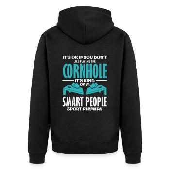 Cornhole Lover Wise Déclaration sportive - Veste à capuche bio Premium Unisexe - noir - Dos - Nico (187cm)