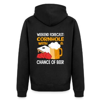 Cornhole Liebhaber Wochenende Prognose - Unisex Premium Bio Zip Hoodie - Schwarz - Hinten - Nico (187cm)