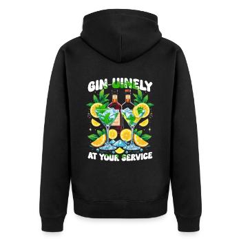 Bartender Barman Gin-uniely At Your Service - Unisex Premium Organic Zip Hoodie - black - Back - Nico (187cm)