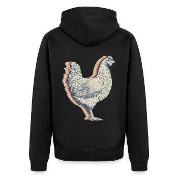 Chicken Farm Farmer Agriculture Retro Line Art - Unisex Premium Organic Zip Hoodie - black - Back - Nico (187cm)