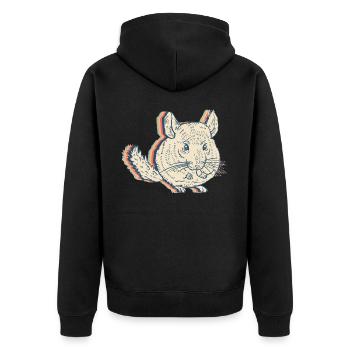Chinchilla Pet Retro Line Art - Unisex Premium Organic Zip Hoodie - black - Back - Nico (187cm)