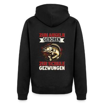 Angler Angelrute Witziges Fischer Hobbyfischer - Unisex Premium Bio Zip Hoodie - Schwarz - Hinten - Nico (187cm)