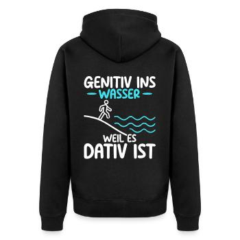 Genitiv ins Wasser weil es Dativ ist Germanistik - Unisex Premium Bio Zip Hoodie - Schwarz - Hinten - Nico (187cm)