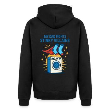 My dad fights against smelly socks Father's Day - Unisex Premium Organic Zip Hoodie - black - Back - Nico (187cm)