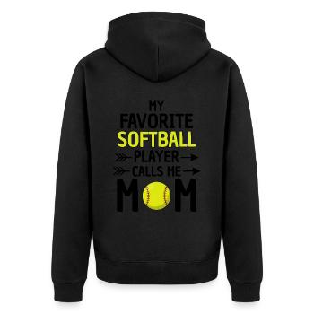 Softball Mom Saying Softball Mom - Unisex Premium Organic Zip Hoodie - black - Back - Nico (187cm)