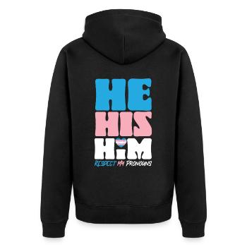 Transgender Trans LGBT Pride - Unisex Premium Bio Zip Hoodie - Schwarz - Hinten - Nico (187cm)