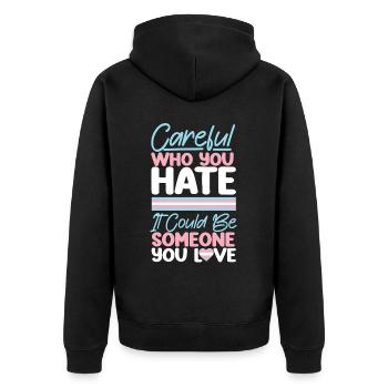 Transgender Trans LGBT Pride - Unisex Premium Bio Zip Hoodie - Schwarz - Hinten - Nico (187cm)