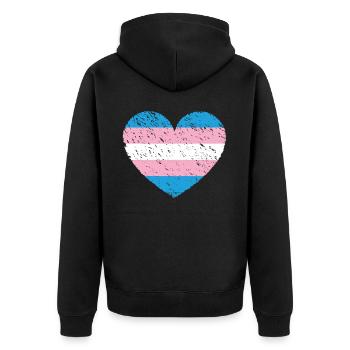 Transgender Trans LGBT Pride - Unisex Premium Bio Zip Hoodie - Schwarz - Hinten - Nico (187cm)