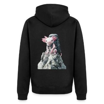 Axolotl - Unisex Premium Bio Zip Hoodie - Schwarz - Hinten - Nico (187cm)