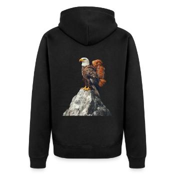 Adler - Unisex Premium Bio Zip Hoodie - Schwarz - Hinten - Nico (187cm)