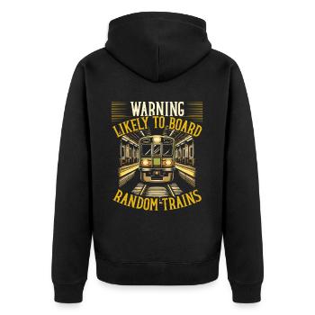 Zugfahrer Lokführer Zugliebhaber Bahnhof - Unisex Premium Bio Zip Hoodie - Schwarz - Hinten - Nico (187cm)