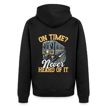 Zugfahrer Lokführer Zugliebhaber Bahnhof - Unisex Premium Bio Zip Hoodie - Schwarz - Hinten - Nico (187cm)