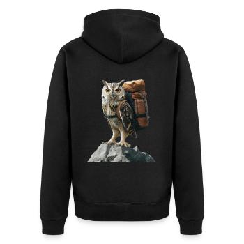 Eule - Unisex Premium Bio Zip Hoodie - Schwarz - Hinten - Nico (187cm)