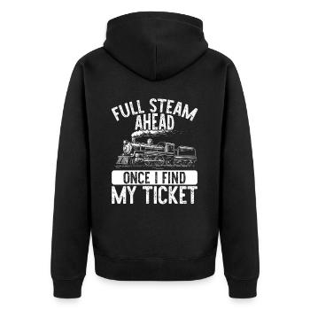 train driver train lover station - Unisex Premium Organic Zip Hoodie - black - Back - Nico (187cm)