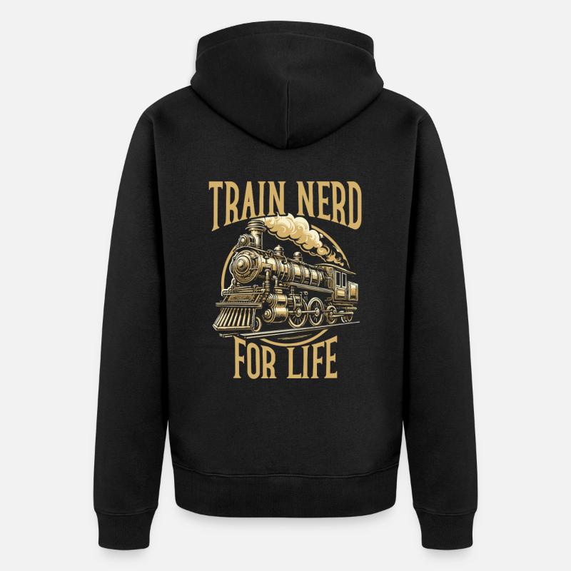 train driver train lover station - Unisex Premium Organic Zip Hoodie - black