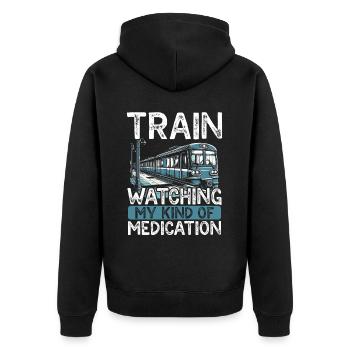 train driver train lover station - Unisex Premium Organic Zip Hoodie - black - Back - Nico (187cm)