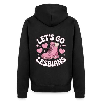 Let's Go Lesbians Lesbian - Unisex Premium Organic Zip Hoodie - black - Back - Nico (187cm)